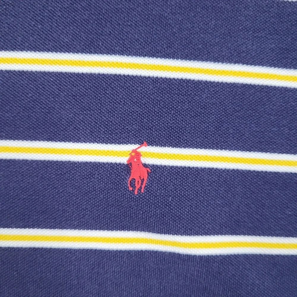 Polo Ralph Lauren Polo Shirt Mens XLT Blue Striped Short Sleeve Cotton Pique